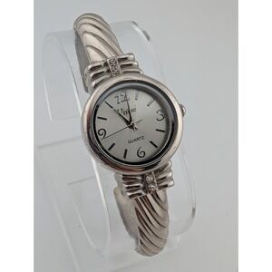 Vivani Watch Women 23mm Case Silver Hinge Bangle Band- New Battery